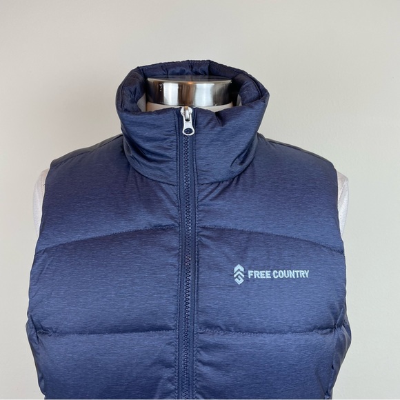 Free Country Solid Blue Waterfowl Feathers Down Puffer Vest Full Zip Medium - Picture 3 of 9